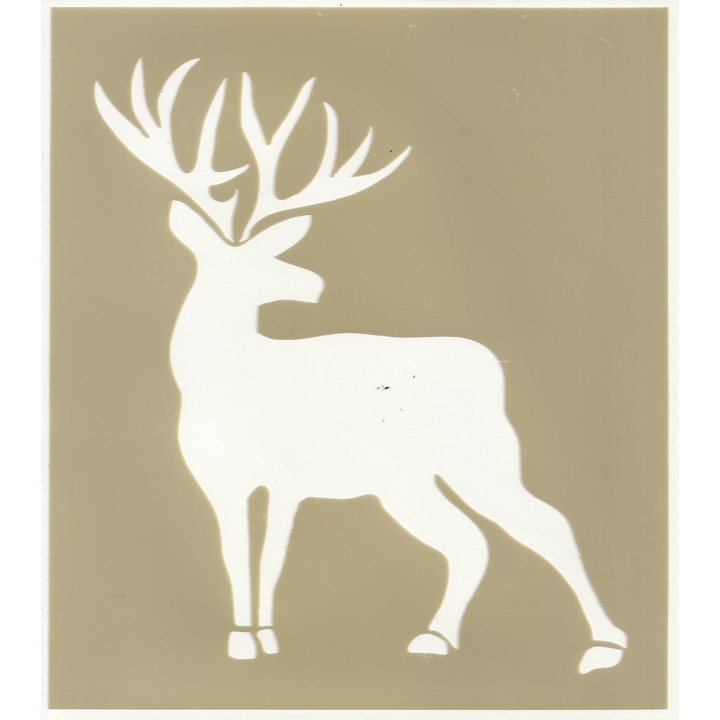 Pochoir Cerf Avec Couronne De Noël - Fait Main Transparent - Décoration De Noël